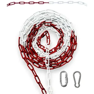 to do home Absperrkette/Stahlkette - 5m Rot/Weiß - 6mm Stärke - Stahl verzinkt - gute Sichtbarkeit - stabil & robust - Absperren von Flächen/Parkplätzen - Absperrung
