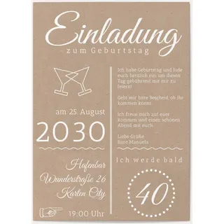 40. Geburtstag Einladungen Braun online gestalten und bestellen - Vintage Einladung | Wunderkarten.de