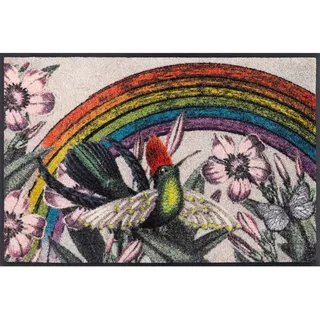 wash+dry FUßMATTE Rainbow Garden, Beige, Textil, Regenbogen, rechteckig, 50x75 cm, Oeko-Tex® Standard 100, für Fußbodenheizung geeignet, pflegeleicht, Teppiche & Böden, Fuß & Stufenmatten, Fußmatten und Schmutzfangmatten
