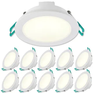 SYLVANIA LED Einbaustrahler 230V | 10er Pack | Warmweiß | LED Spots Ø 68 mm | 100° Abstrahlwinkel | Deckenspots für Wohnzimmer, Badezimmer, Küche