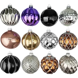 12 Weihnachtskugeln Glas Christbaumkugeln Set Christbaumschmuck braun Ø 8cm