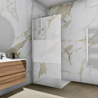 Aloni Walk In Dusche Begehbare Duschwand Glas Duschabtrennung Duschtrennwand Glastrennwand Glaswand mit NANO-Beschichtung