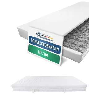 AM Qualitätsmatratzen Bonell Federkernmatratze 90x200 cm - Made in Germany - Matratze 90x200 H3 H4 Anti Schwitzen - Temperaturregulierte Bonellfederkernmatratze 19 cm hoch Oeko-TEX zertifizert