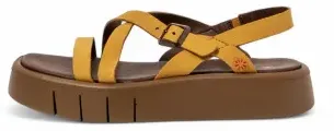 Art für Damen. 1185312F5003_024 Ledersandalen 1853 Malaga gelb (41), 3 bis 5 cm, Schnalle, Lässig