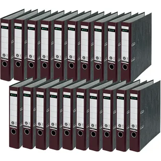 Leitz Qualitäts-Ordner, 20er Pack, das Original, DIN A4 Aktenordner schmal, 5 cm breit, Wolkenmarmor-Papier, Recycling-Ordner, Blauer Engel, Mit 180° Mechanik, Höchste Stabilität, Braun, 10505075