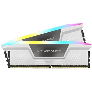 Corsair Vengeance RGB DDR5 RAM 32GB (2x16GB) 6000MHz CL30 Intel XMP iCUE Kompatibler Computerspeicher - Weiß (CMH32GX5M2B6000C30W)