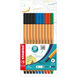Stabilo point 88 Fineliner farbsortiert 0,4 mm, 10 St.