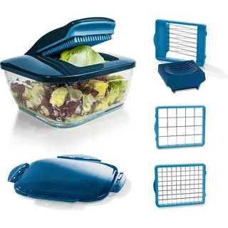 Genius Gemüseschneider Nicer Dicer Chef, Zerkleiner, Set 9-tlg., einfache und mühelose Handhabung blau