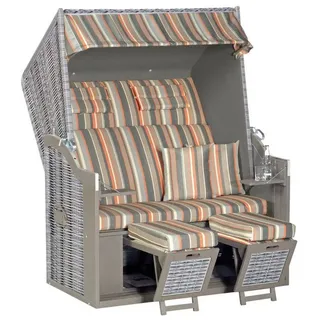 SonnenPartner Strandkorb Rustikal 34 z XL Gartenstrandkorb 2-Sitzer, Pinie grau