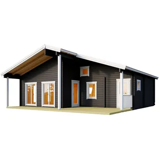 Weka Wochenendhaus mit 2 Etagen - 890x834x401cm - grau - Fichtenholz / Glas