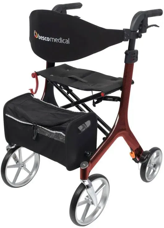 Besco Medical Leichtgewicht-Rollator CARBON bordeauxrot - Small