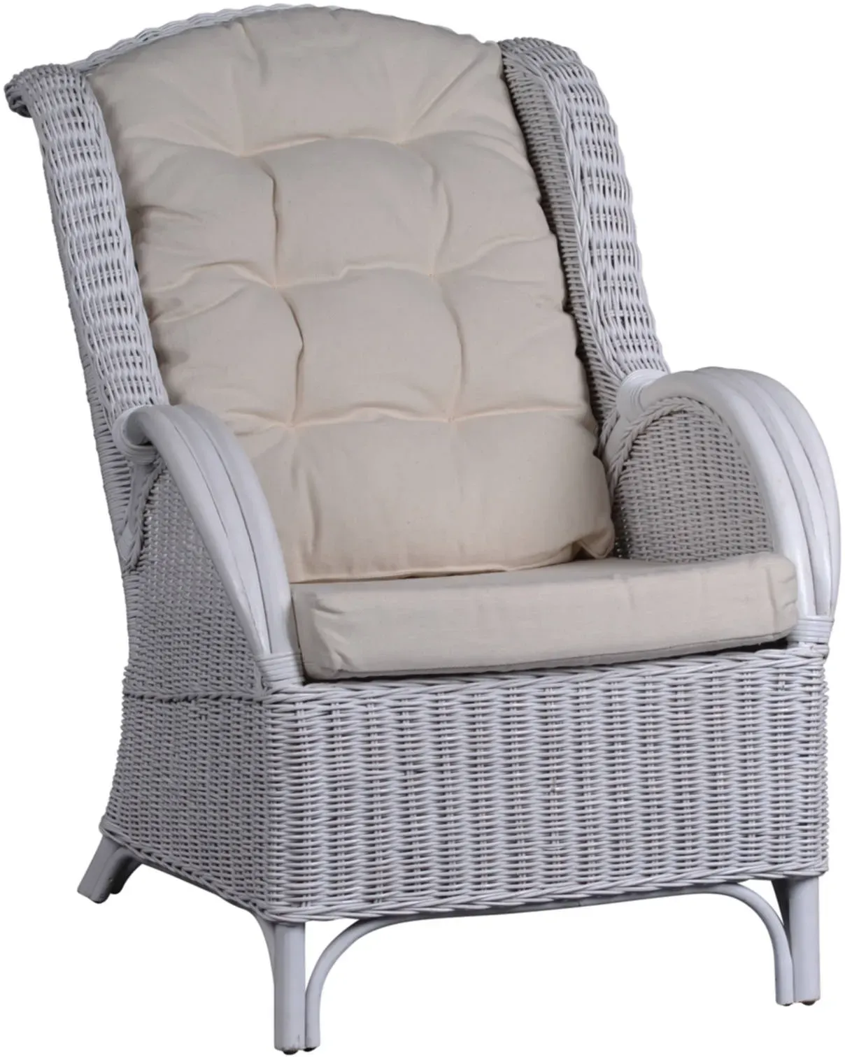 Rattansessel 'Panama' weiß 100% Baumwolle, Rattan