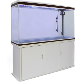 300 Liter Heimaquarium Aquarium mit Unterschrank Aquariumkobination mit LED-Licht in Weiß 70cm x 120cm x 39cm