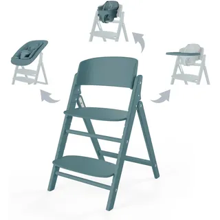 Cybex Gold CLICK & FOLD 4in1-Set, Mitwachsend, Ab Geburt bis 99 Jahre, Inkl. Bouncer Baby-Set und Tablett, Buchenholz/Baumwolle/Kunststoff, Stone Blue