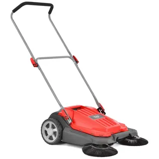 Hecht Handkehrmaschine manuell mit 20L Sammelbehälter, 2600 m2 Flächenleistung, 65 cm Arbeitsbreite, 270 mm Seitenbürsten, 6,9 kg rot