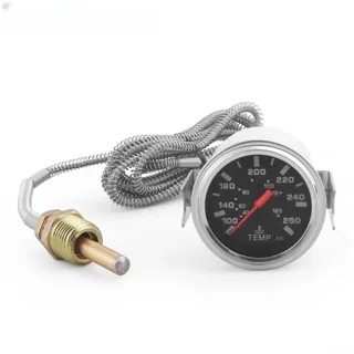 2“ 52mm Auto Wassertemperaturanzeige, 12V Mechanische Wassertemperatur mit Sensor 1/2" NPT, Messgerät 40~130°C /130~265°F,1,8 m Kabel, mit LED-Hintergrundbeleuchtung für die Meisten Autos
