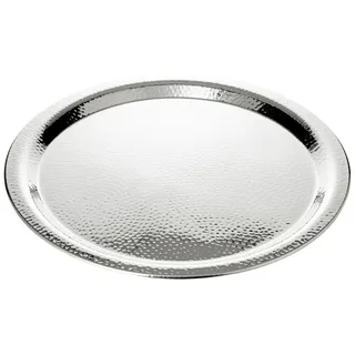 EDZARD Tablett Martella, Edelstahl, Ø 44 cm, Edelstahl, rund, hochglanzpoliert, gehämmert