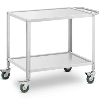 Royal Catering Servierwagen Edelstahl 2 Borde 80 x 57 x 3,5 cm - 53 cm Abstand - 100 kg - Royal Catering RCGW 12