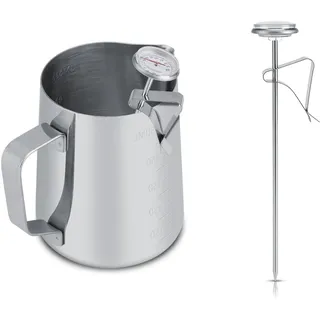 Instand Read Dial Thermometer, Edelstahl Milchthermometer -10~110 °C Topfthermometer Lebensmittelthermometer mit Clip für Joghurt, Kaffee