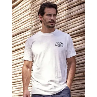 Lerros Gestreiftes T-Shirt mit Front und Backprint - Broken White - XL