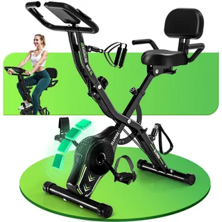 Neu Heimtrainer Fahrrad, SLUNSE 5-in-1 Ergometer Heimtrainer Verstellbarer Widerstand, Hometrainer Fahrrad Faltbare Aufbewahrung, Leise & Bequem, LCD-Monitor, 160KG Belastbar, Home Trainer