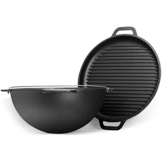 Schwenktopf 10 L Kazan aus Gusseisen Kasan Asien Kessel mit Deckel-Grillpfanne Gusstopf Campingtopf mit Deckel - Bratpfanne Grill Dutch Oven Tatarskij Wok Outdoorküche Gulaschkanone Asia Grillwok