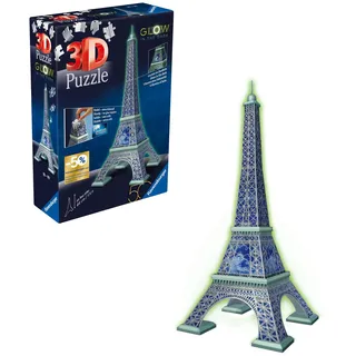 Ravensburger 3D Puzzle - Eiffelturm Glow-In-The-Dark Edition - Das Wahrzeichen aus Paris, nachleuchtend, Eiffelturm Modell - ab 10 Jahren