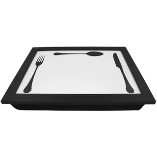 PrimoLiving Knietablett mit Besteck- 40 x 30 x 5 cm – Tablett als Laptopunterlage – Sofa oder Bett-Tablett - P-947