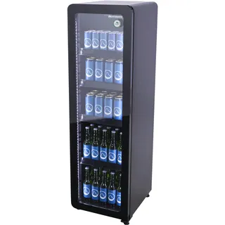 Gastro-Cool Glastürkühlschrank, Werbekühlschrank, Retro Design, elegant, schwarz, GCGD135