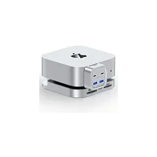 Mac mini M4 Hub, 6-in-1-Dockingstation mit Frontzugang, Mac mini M4-Zubehör mit 4× USB3.2 10 Gbit/s (USB-C & USB-A), SD/TF 3.0-Kartenleser, platzsparender Splitter für Kreative und Profis