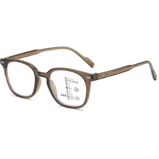 Lanomi Gleitsichtbrille Damen Herren Progressive Multifokus Lesebrille Blaulichtfilter Gleitsicht Lesehilfe Sehhilfe mit Federscharniere Braun Gleitsichtbrillen 1.5 - M