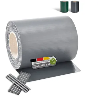 PVC Sichtschutzstreifen 0,19 x 35 m hellgrau inkl. Befestigungsklemmen 30 St.