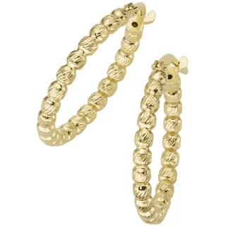 Smart Jewel Paar Creolen »Creolen mit diamantierter Oberfläche, Silber 925«, goldfarben