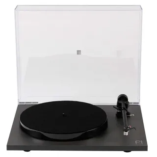rega Rega Planar 1 Plus Plattenspieler Schwarz Matt inkl. Tonabnehmer Phono Plattenspieler (Riemenantrieb, nicht zutreffend, Plug-and-Play, 2 Geschwindigkeiten,mit Abdeckhaube/Deckel) schwarz