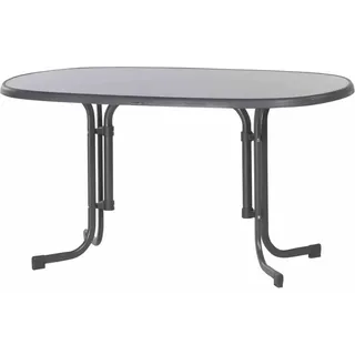 Sieger Boulevard-Klapptisch mit mecalit-Pro-Platte 140 x 90 x 72 cm eisengrau/schieferdekor anthrazit oval