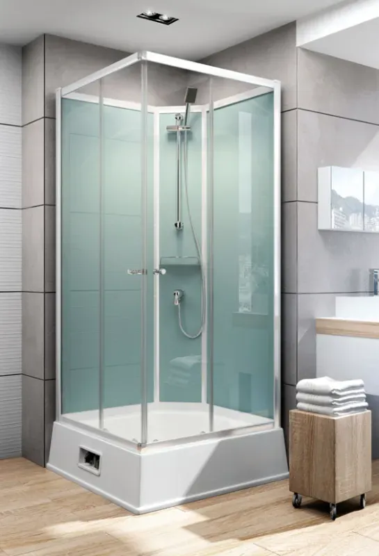 Komplettdusche / Fertigdusche Victoria 89x89cm mit Boiler und Pumpe