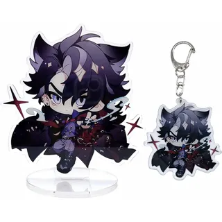 narukami Genshin Impact Cute Character Acrylic Figure Stand and Keychain Set for Game Player or Fans, Wriothesley, Medium