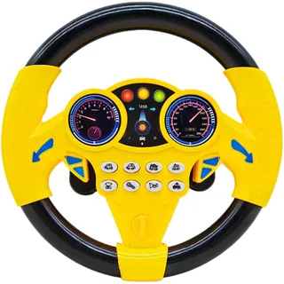 Cuackamily Lenkrad Kinder Spielzeug, Simulierter tragbarer Fahrregler, Fahrsimulator Auto Simulation Spielzeug,Interaktives Lenkrad Lernspielzeug, pädagogisches Geschenk für Kleinkinder Kinder (Gelb)