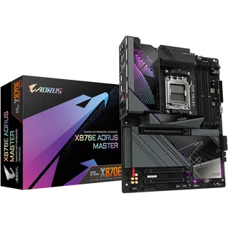 Gigabyte X870E AORUS MASTER Mainboard - Unterstützt AMD Ryzen 9000 CPUs, 16+2+2 schwarz