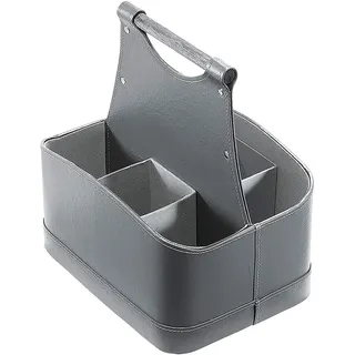 Kobolo Flaschenkorb Flaschenträger - für 6 Flaschen - Kunstleder - grau - 32x25x35 cm
