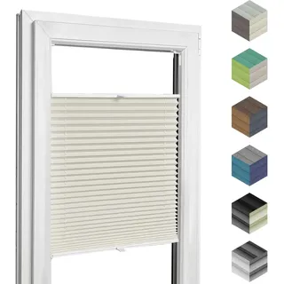 Home-Vision Premium Plissee nach Maß, zum Kleben Innenrahmen, Höhen Farbe des Textile und Profilfarben, Blickdicht Jalousie für Fenster & Tür Sonnenschutzrollo in verschiedenen Breiten