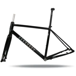 BSFHQS Rennrad Rahmenset 700C Gravel Bikes Rahmen Scheibenbremse Rahmen Aluminium Alloy Fahrradrahmen 44cm 47cm 50cm 53cm Steckachsenrahmen 100/142mm BSA BB68mm(Gloss Black,47cm)