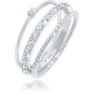 Elli - Elli Ring Stapelring 3er Set 925 Silber, mit Kristallen von Swarovski® Ringe Damen (59.99 € / )