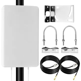 5G Antenne Outdoor, 4G LTE 5G Lte Antenne 700-2700| 3300-4000 MHz, 18dBi Long Range Lte Antenne Outdoor, 5G Lte Verstärker mit 2x10 Meter Kabel TS9 SMA Stecker Kompatibel mit 5G 3G 4G LTE Router Modem