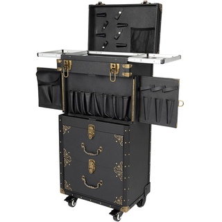 4 Ebenen Kosmetikkoffer Trolley Friseurkoffer Schminkkoffer Make-up Koffer Beauty Case mit Rollen Beauty Case Nageldesign Koffer Friseurkoffer Make up Trolley Nagelkoffer