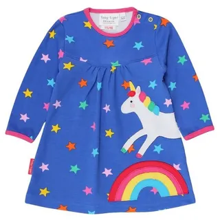 Toby Tiger Kleid mit Einhorn und Regenbogen Applikation in blau | Gr.: 86