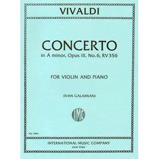 INT1864 - Vivaldi Concerto in A minor, Opus III, No. 6, RV356 For Violin and Piano