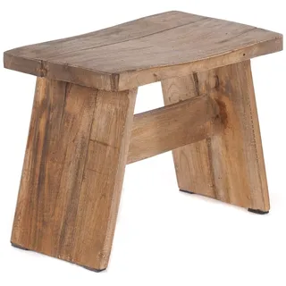 DESIGN DELIGHTS SITZBÄNKCHEN SCHEMEL | Recyclingholz, Natur braun, 40x31(LxH) cm | Fußhocker, Hocker, Melkschemel,