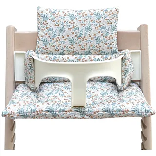 Blausberg Baby - Sitzkissen Set kompatibel mit Tripp Trapp Stokke Hochstuhl - 2-teilige Polsterung Sitzverkleinerer in Blumenwiese Blau