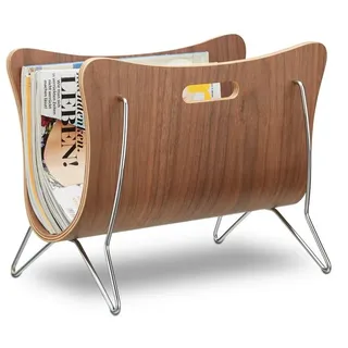Relaxdays Zeitungsständer 10021238_0 braun Holz, DIN A4 quer